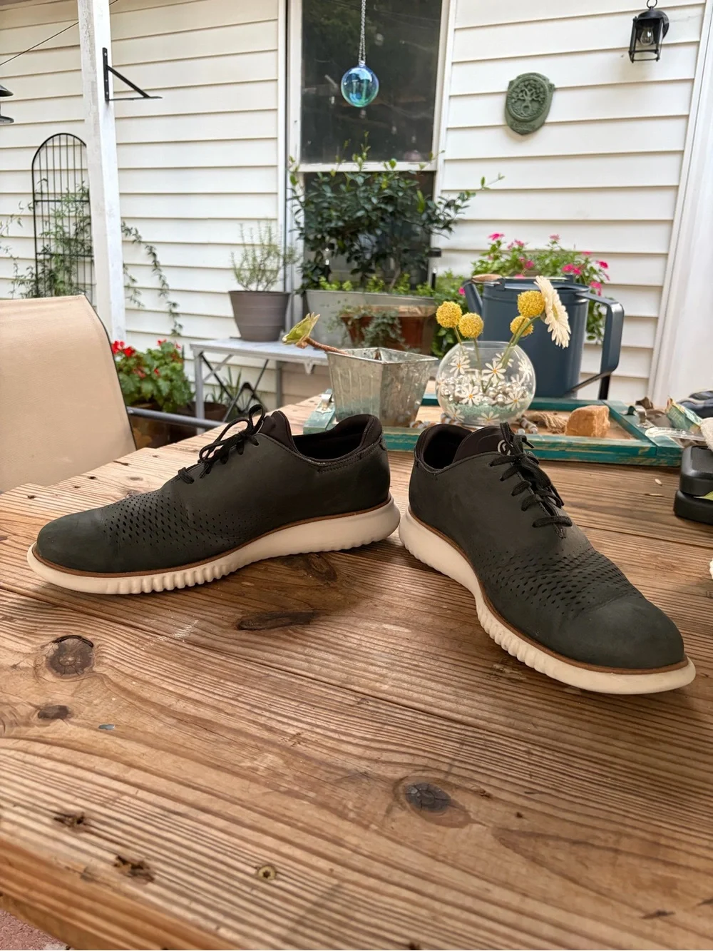 Cole Haan Grand.ØS Men’s 12M Dark Gray Leather Perforated Oxford C23807